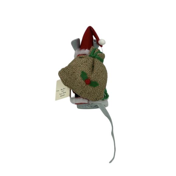 Festive Vintage Handcrafted Wool Felt Mouse Santa Claus Ornament XMAS Friends - Picture 4 of 12